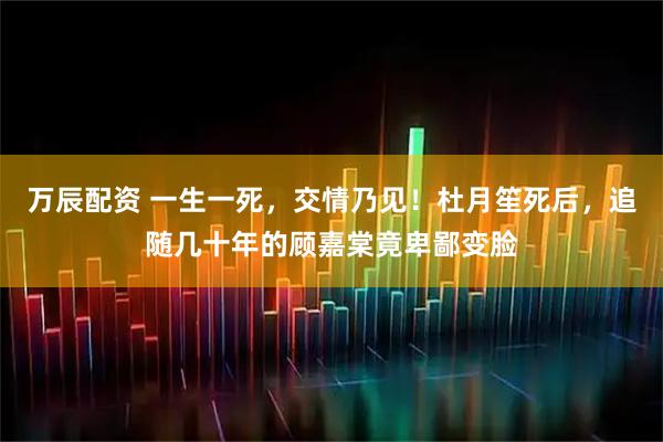 万辰配资 一生一死，交情乃见！杜月笙死后，追随几十年的顾嘉棠竟卑鄙变脸